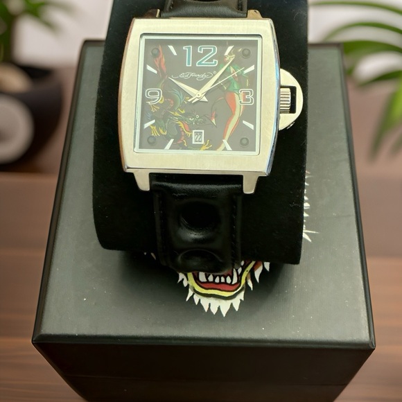 Ed Hardy Black Leather Watch - Picture 1 of 6